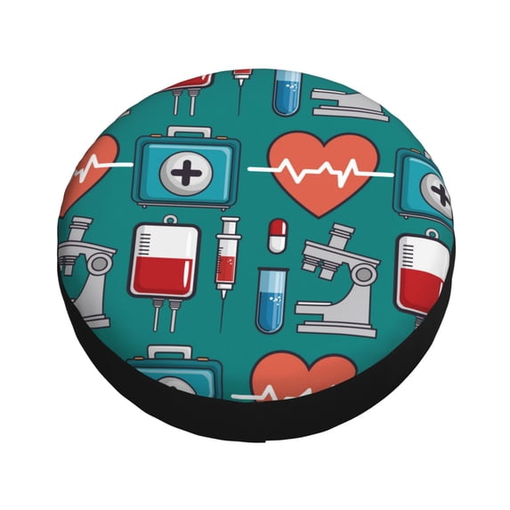 Fotbe Medical Elements Spare Tire Cover Thickening Universal Fit for Jeep, Trailer, RV, SUV, Truck, Tough Tire Wheel Soft Cover-14 inch