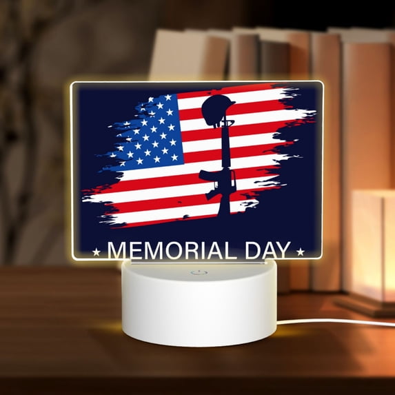 Fotbe Memorial Day Pattern Acrylic Night Light Gift with 3 Color ModesTouch-Sensitive LED Lamp Perfect Gift for Mother's Day, Birthday, or Christmas