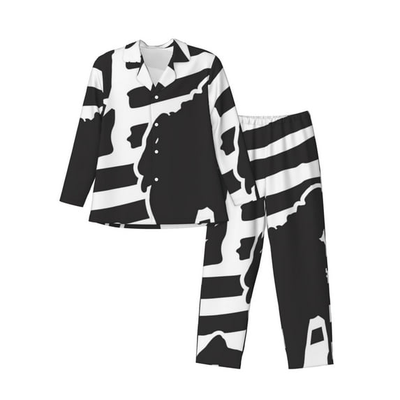 Fotbe Memorial Day1 Pattern Long Sleeve Pajama Set for Men,Sleepwear Set,2-piece Loungewear Set,Soft PJs Comfy Nightwear with Pockets-Large