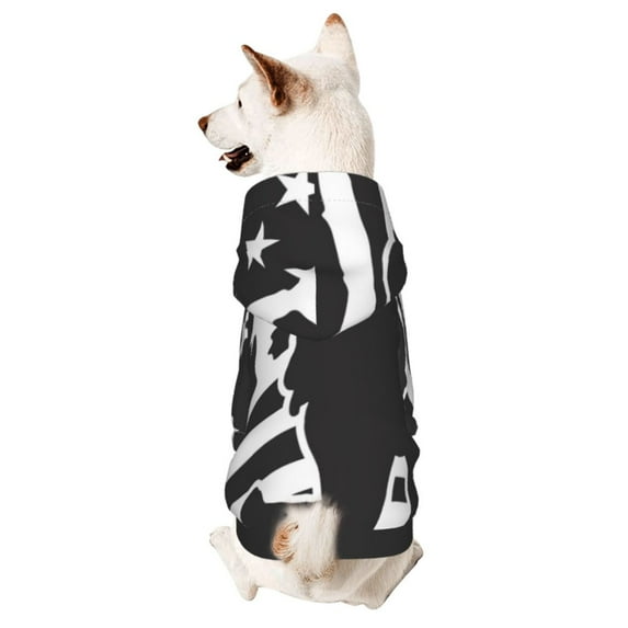 Fotbe Memorial Day1 Print Small Dog Sweater Hoodies Pet Grey Hooded Soft Fleece Sweatshirts with Pocket Fall Winter Puppy Cat Sweaters Warm Clothes-X-Large