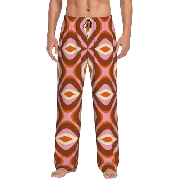 Fotbe Men'S 70s Retro Styleclassic Pajama Pants With Elastic Waist And Drawstring Pockets,Pajama Pants Mens Lounge Pants Super Soft