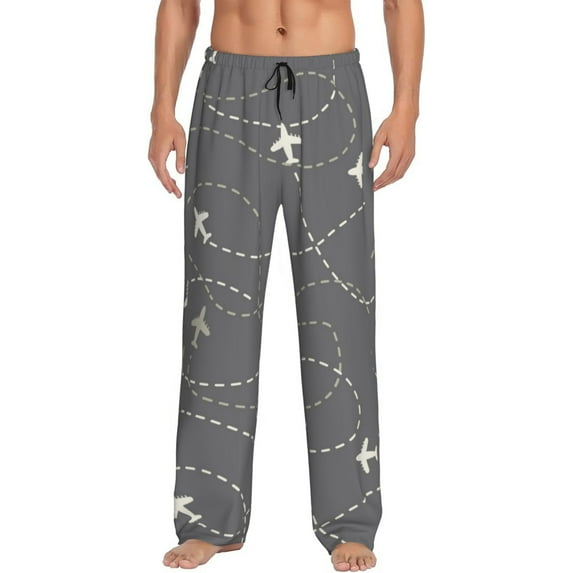 Fotbe Men'S Airplane Routes Around The Worldclassic Pajama Pants With Elastic Waist And Drawstring Pockets,Pajama Pants Mens Lounge Pants Super Soft