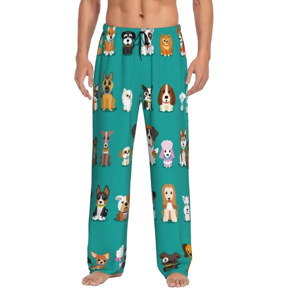 Fotbe Men'S Cartoon Dogsclassic Pajama Pants With Elastic Waist And Drawstring Pockets,Pajama Pants Mens Lounge Pants Super Soft