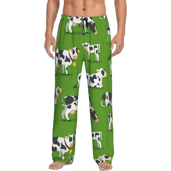 Fotbe Men'S Cows With Calfs Greenclassic Pajama Pants With Elastic Waist And Drawstring Pockets,Pajama Pants Mens Lounge Pants Super Soft