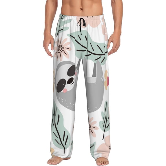 Fotbe Men'S Cute Cartoon Slothclassic Pajama Pants With Elastic Waist And Drawstring Pockets,Pajama Pants Mens Lounge Pants Super Soft