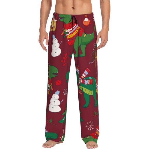 Fotbe Men'S Dinosaur Christmas Happy New Yearclassic Pajama Pants With Elastic Waist And Drawstring Pockets，Pajama Pants Mens Lounge Pants Super Soft