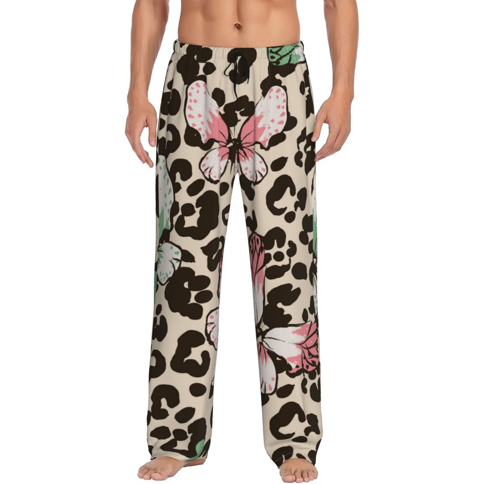 Fotbe Men'S Leopard Printclassic Pajama Pants With Elastic Waist Fotbe Men'S Leopard Printclassic Pajama Pants With Elastic Waist