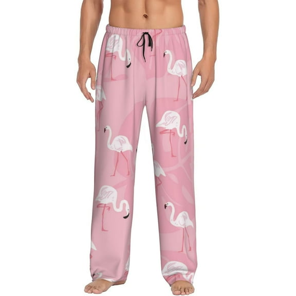 Fotbe Men'S Pink Flamingos And Flowersclassic Pajama Pants With Elastic Waist And Drawstring Pockets，Pajama Pants Mens Lounge Pants Super Soft
