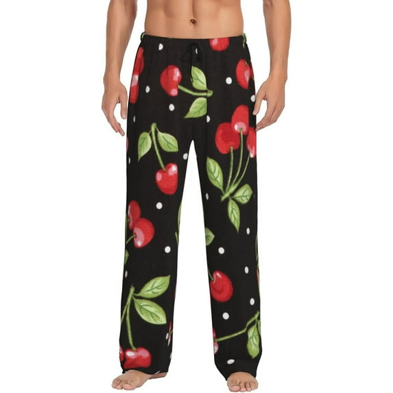 Fotbe Men'S Sweet Red Cherryclassic Pajama Pants With Elastic Waist And Drawstring Pockets,Pajama Pants Mens Lounge Pants Super Soft