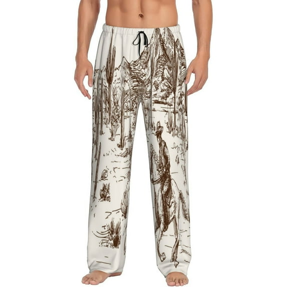 Fotbe Men'S Western Desert Cowboys3classic Pajama Pants With Elastic Waist And Drawstring Pockets,Pajama Pants Mens Lounge Pants Super Soft