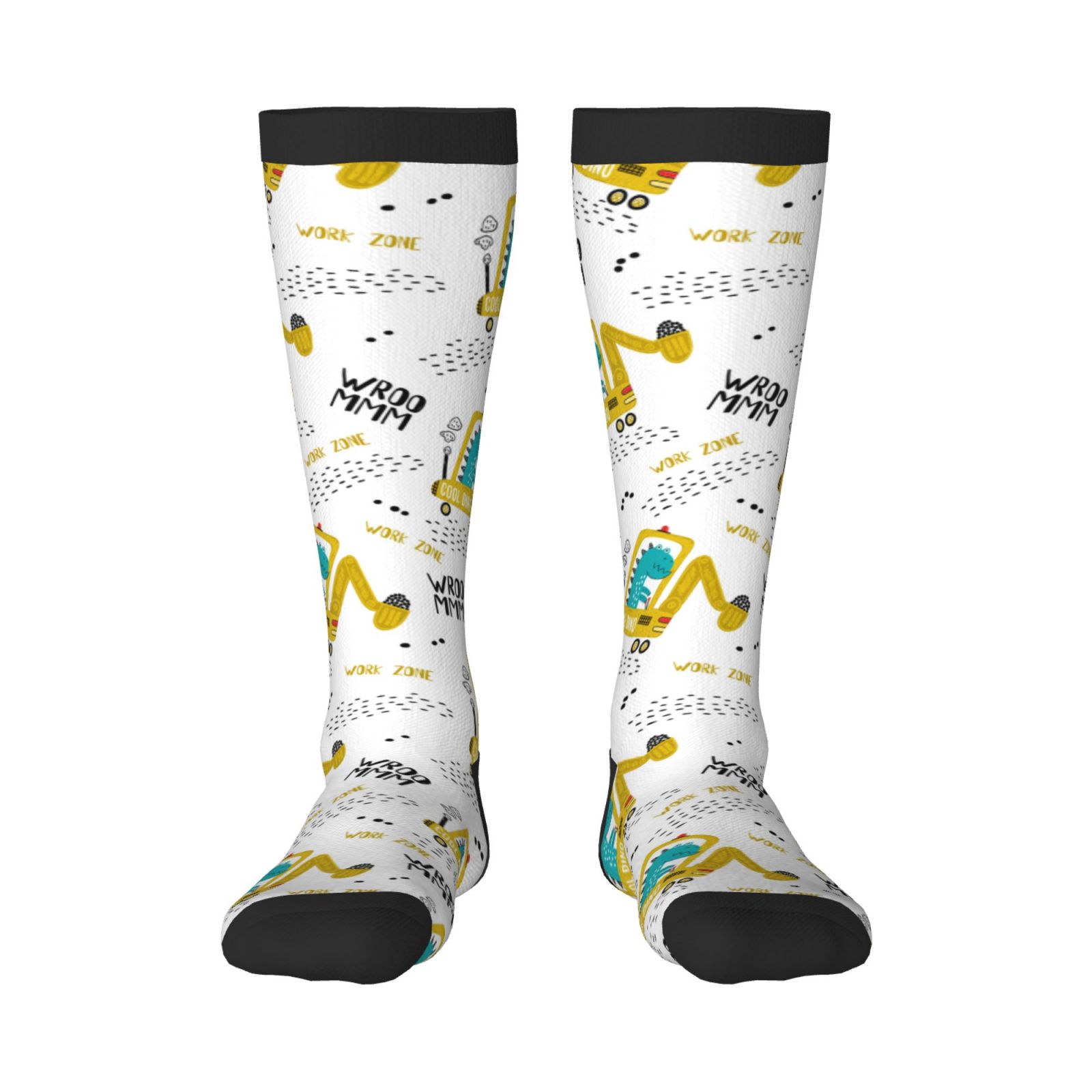Fotbe Men'S Women'S Funny Dinosaur On Excavator Dress Socks Crazy