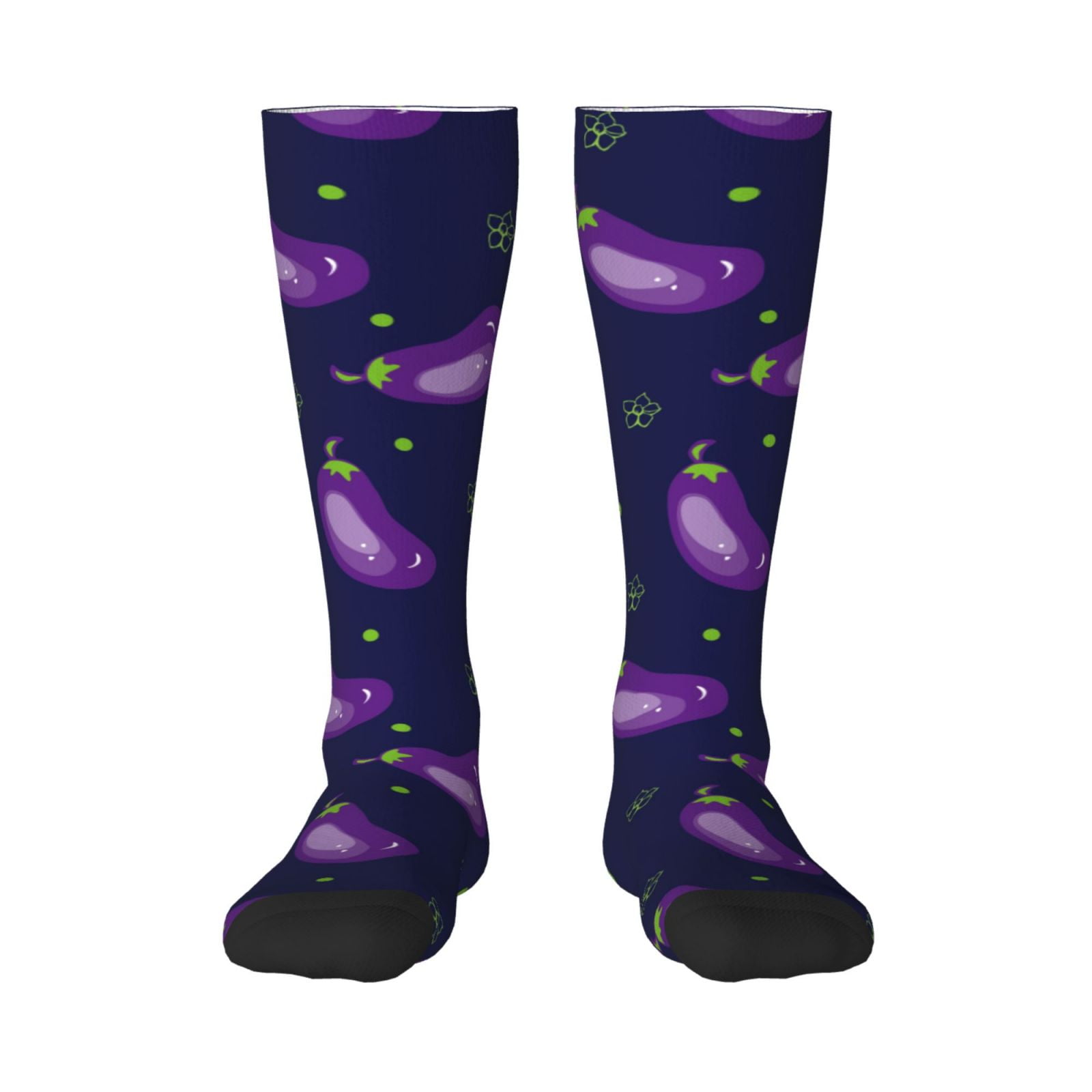Fotbe Men'S Women'S Funny Eggplant Dress Socks Crazy Design Cotton