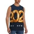 thumbnail image 1 of Fotbe Men's 2025 Happy New Year 6 Print Men's Sleeveless Muscle Tank Tops Casual T-Shirts for Gym Workout Beach-Small, 1 of 8