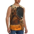 thumbnail image 1 of Fotbe Men's Astronaut Exploring Mars Print Men's Sleeveless Muscle Tank Tops Casual T-Shirts for Gym Workout Beach-Large, 1 of 8