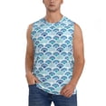 thumbnail image 1 of Fotbe Men's Blue Fish Scale Texture Print Men's Sleeveless Muscle Tank Tops Casual T-Shirts for Gym Workout Beach-X-Large, 1 of 8
