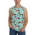 thumbnail image 1 of Fotbe Men's Christmas Dachshund Print Men's Sleeveless Muscle Tank Tops Casual T-Shirts for Gym Workout Beach-3X-Large, 1 of 8