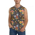 thumbnail image 1 of Fotbe Men's Colorful Flowers with Butterfly Print Men's Sleeveless Muscle Tank Tops Casual T-Shirts for Gym Workout Beach-XX-Large, 1 of 8