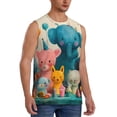 thumbnail image 1 of Fotbe Men's Cute Animal Party Print Men's Sleeveless Muscle Tank Tops Casual T-Shirts for Gym Workout Beach-X-Large, 1 of 8