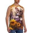 thumbnail image 1 of Fotbe Men's Cute Cat Sunflower Print Men's Sleeveless Muscle Tank Tops Casual T-Shirts for Gym Workout Beach-XX-Large, 1 of 8