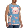 thumbnail image 1 of Fotbe Men's Cute Pig Flowers Print Men's Sleeveless Muscle Tank Tops Casual T-Shirts for Gym Workout Beach-Medium, 1 of 8