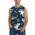 thumbnail image 1 of Fotbe Men's Friendly Smiling Sharks Print Men's Sleeveless Muscle Tank Tops Casual T-Shirts for Gym Workout Beach-Small, 1 of 8