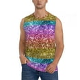 thumbnail image 1 of Fotbe Men's Glitter Rainbow Print Men's Sleeveless Muscle Tank Tops Casual T-Shirts for Gym Workout Beach-X-Large, 1 of 8