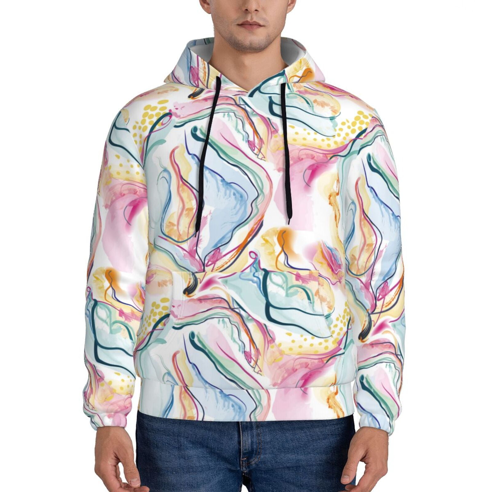 Green Ink Marble Men's Hoodie
