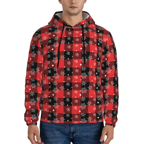 Fotbe Men's Hoodie with Christmas With Snowflakes Pattern - Kangaroo Pocket Pullover Hooded Sweatshirt, Perfect for Daily Wear, Travel, and Home-4X-Large