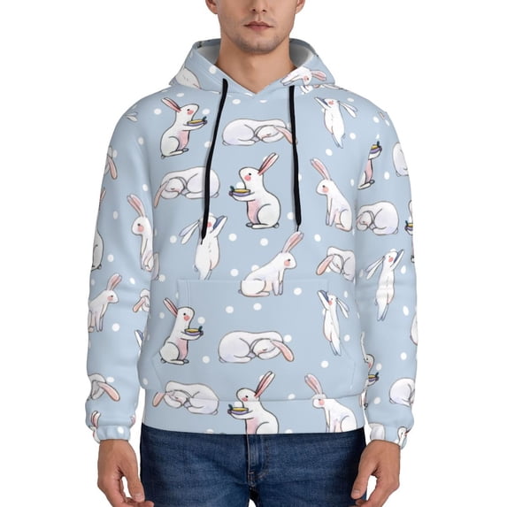 Fotbe Men's Hoodie with Rabbit Is Eating Carrots Pattern - Kangaroo Pocket Pullover Hooded Sweatshirt, Perfect for Daily Wear, Travel, and Home-3X-Large