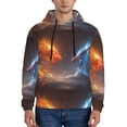 thumbnail image 1 of Fotbe Men's Hoodie with Red And Blue Fire Dragon D Pattern - Kangaroo Pocket Pullover Hooded Sweatshirt, Perfect for Daily Wear, Travel, and Home-Small, 1 of 7