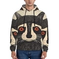 thumbnail image 1 of Fotbe Men's Hoodie with Retro Raccoon Graphic Print Pattern - Kangaroo Pocket Pullover Hooded Sweatshirt, Perfect for Daily Wear, Travel, and Home-3X-Large, 1 of 7