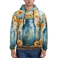 thumbnail image 1 of Fotbe Men's Hoodie with Rustic Blue Vase Blossoms Pattern - Kangaroo Pocket Pullover Hooded Sweatshirt, Perfect for Daily Wear, Travel, and Home-X-Large, 1 of 7