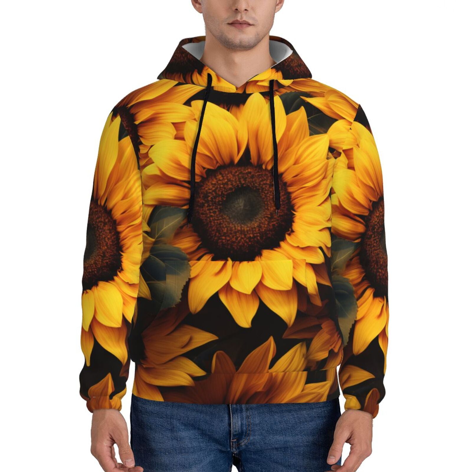 Cozy Oversized Hooded Sweatshirt - Sunflower Print main image 0