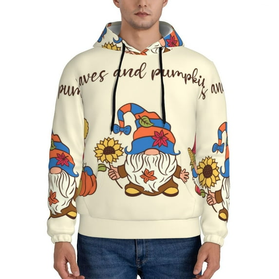 Fotbe Men's Hoodie with Autumn Gnomes1 Pattern - Kangaroo Pocket Pullover Hooded Sweatshirt, Perfect for Daily Wear, Travel, and Home-4X-Large