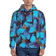 thumbnail image 1 of Fotbe Men's Hoodie with Blue Butterflies Pattern - Kangaroo Pocket Pullover Hooded Sweatshirt, Perfect for Daily Wear, Travel, and Home-XX-Large, 1 of 7