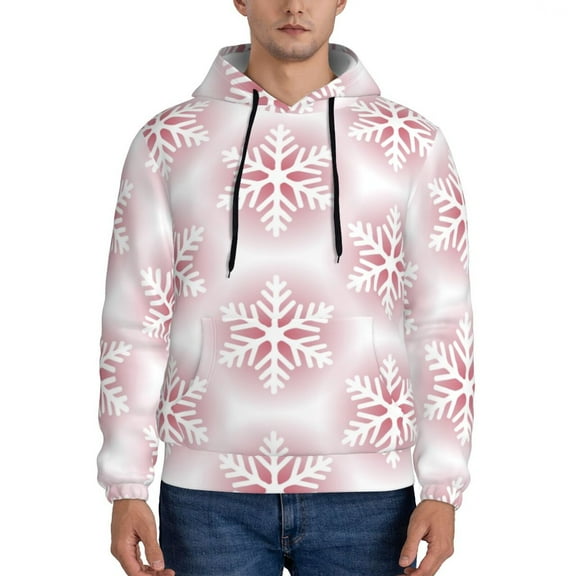Fotbe Men's Hoodie with Christmas Snowflakes Pattern - Kangaroo Pocket Pullover Hooded Sweatshirt, Perfect for Daily Wear, Travel, and Home-XX-Large