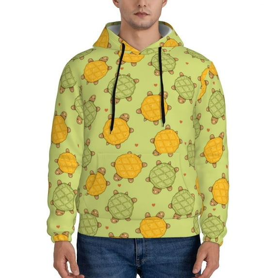 Fotbe Men's Hoodie with Cute Turtle Pattern - Kangaroo Pocket Pullover Hooded Sweatshirt, Perfect for Daily Wear, Travel, and Home-3X-Large