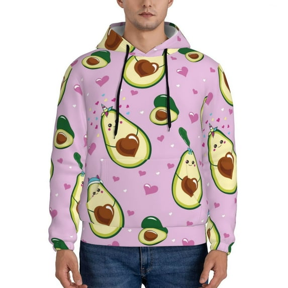 Fotbe Men's Hoodie with Different Avocados Pattern - Kangaroo Pocket Pullover Hooded Sweatshirt, Perfect for Daily Wear, Travel, and Home-Large