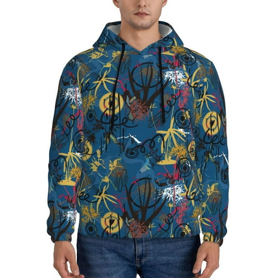 Fotbe Men's Hoodie with Halloween Elements Pattern - Kangaroo Pocket Pullover Hooded Sweatshirt, Perfect for Daily Wear, Travel, and Home-3X-Large