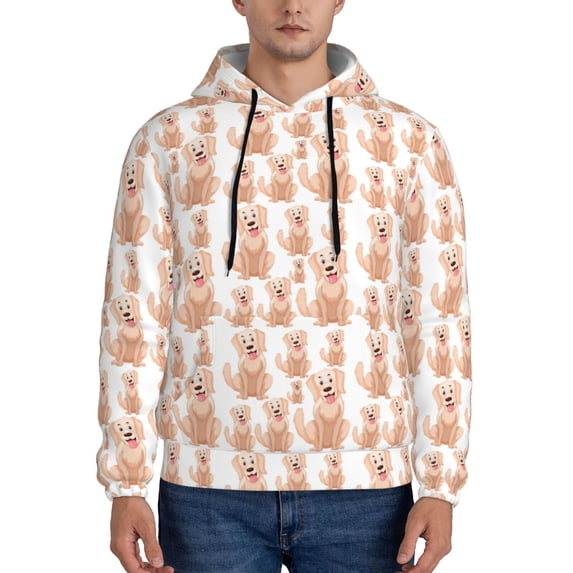 Fotbe Men's Hoodie with Labrador Retriever Dog Pattern - Kangaroo Pocket Pullover Hooded Sweatshirt, Perfect for Daily Wear, Travel, and Home-Medium
