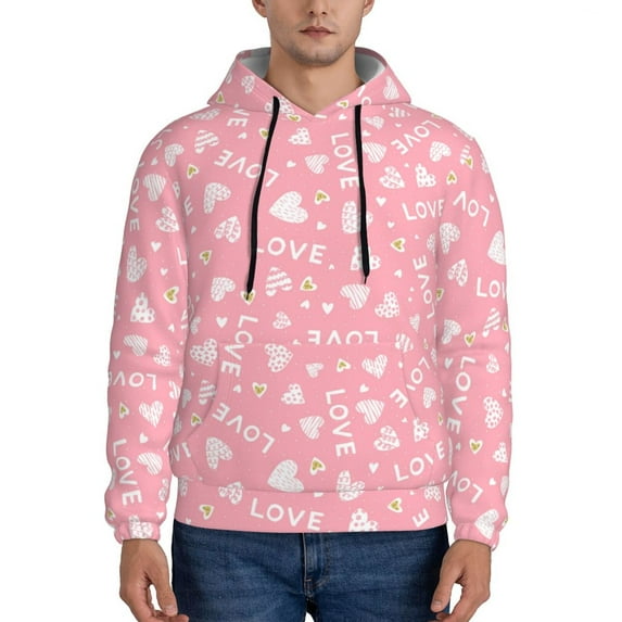 Fotbe Men's Hoodie with Love Pattern - Kangaroo Pocket Pullover Hooded Sweatshirt, Perfect for Daily Wear, Travel, and Home-XX-Large