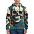thumbnail image 1 of Fotbe Men's Hoodie with Modern Hip-Hop Skull Pattern - Kangaroo Pocket Pullover Hooded Sweatshirt, Perfect for Daily Wear, Travel, and Home-XX-Large, 1 of 7