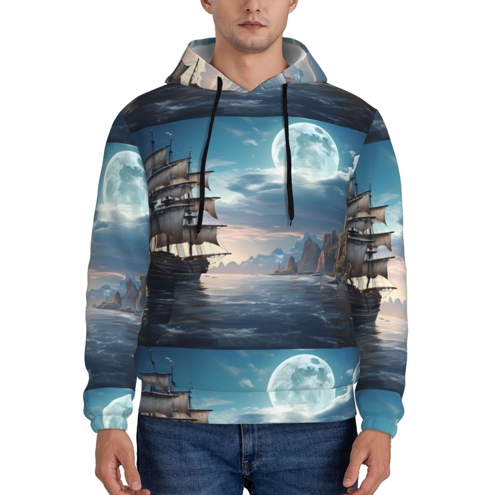Manatee Pattern Print Men Pullover Hoodie