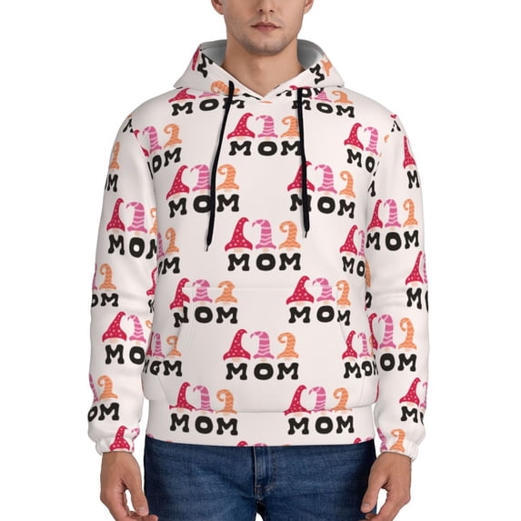 Fotbe Men's Hoodie with Mothers Day Pattern - Kangaroo Pocket Pullover Hooded Sweatshirt, Perfect for Daily Wear, Travel, and Home-Small