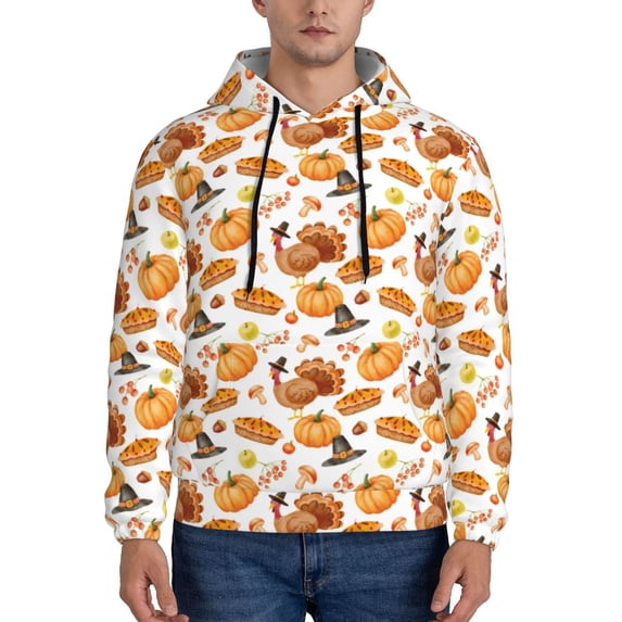 Fotbe Men's Hoodie with Pumpkins Pattern - Kangaroo Pocket Pullover Hooded Sweatshirt, Perfect for Daily Wear, Travel, and Home-Medium