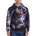 thumbnail image 1 of Fotbe Men's Hoodie with Purple Moon Cat Pattern - Kangaroo Pocket Pullover Hooded Sweatshirt, Perfect for Daily Wear, Travel, and Home-Large, 1 of 7