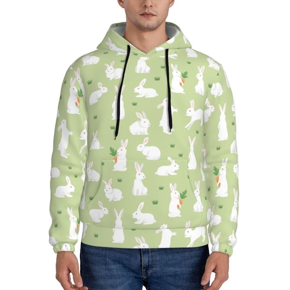 Fotbe Men's Hoodie with Rabbit And Carrot (2) Pattern - Kangaroo Pocket Pullover Hooded Sweatshirt, Perfect for Daily Wear, Travel, and Home-Large