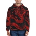 thumbnail image 1 of Fotbe Men's Hoodie with Red Dragon On Black Pattern - Kangaroo Pocket Pullover Hooded Sweatshirt, Perfect for Daily Wear, Travel, and Home-Large, 1 of 7