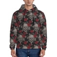 thumbnail image 1 of Fotbe Men's Hoodie with Skull and Red Roses Pattern - Kangaroo Pocket Pullover Hooded Sweatshirt, Perfect for Daily Wear, Travel, and Home-4X-Large, 1 of 7