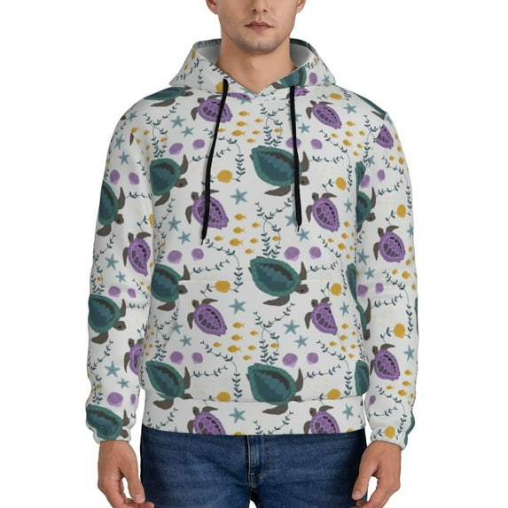 Fotbe Men's Hoodie with Turtle Pattern - Kangaroo Pocket Pullover Hooded Sweatshirt, Perfect for Daily Wear, Travel, and Home-4X-Large